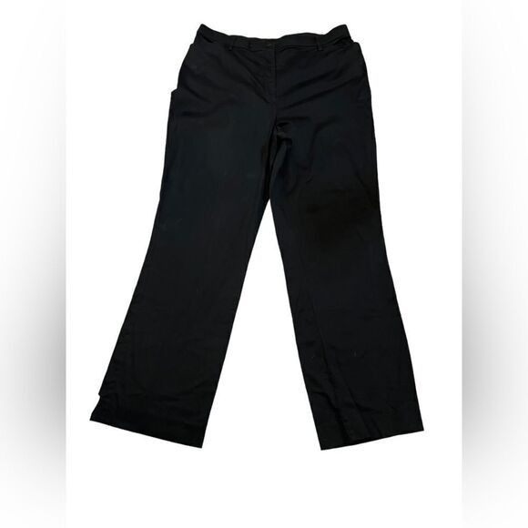 HAGGAR Black Wide Leg Cotton High Waist Dress Pant Trouser 16 - Picture 2 of 9